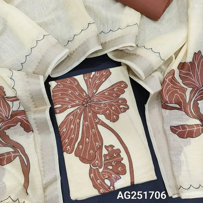 Half white base floral printed semi linen salwar material ag251706 Neidhal