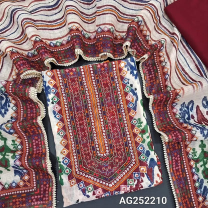 Half white base multi color printed premium linen salwar material ag252210 Neidhal