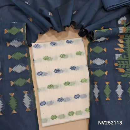 half white base slub silk cotton salwar material nv252118-Neidhal