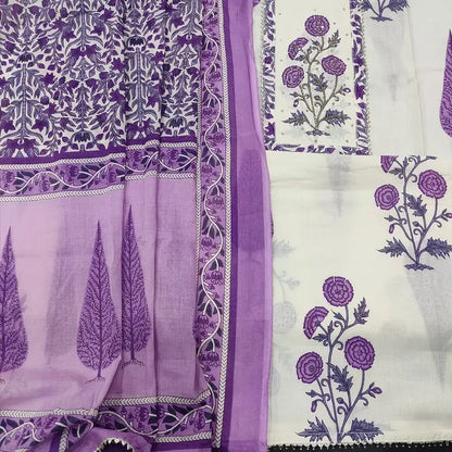 Half white block printed cotton salwar material ap251022-Neidhal