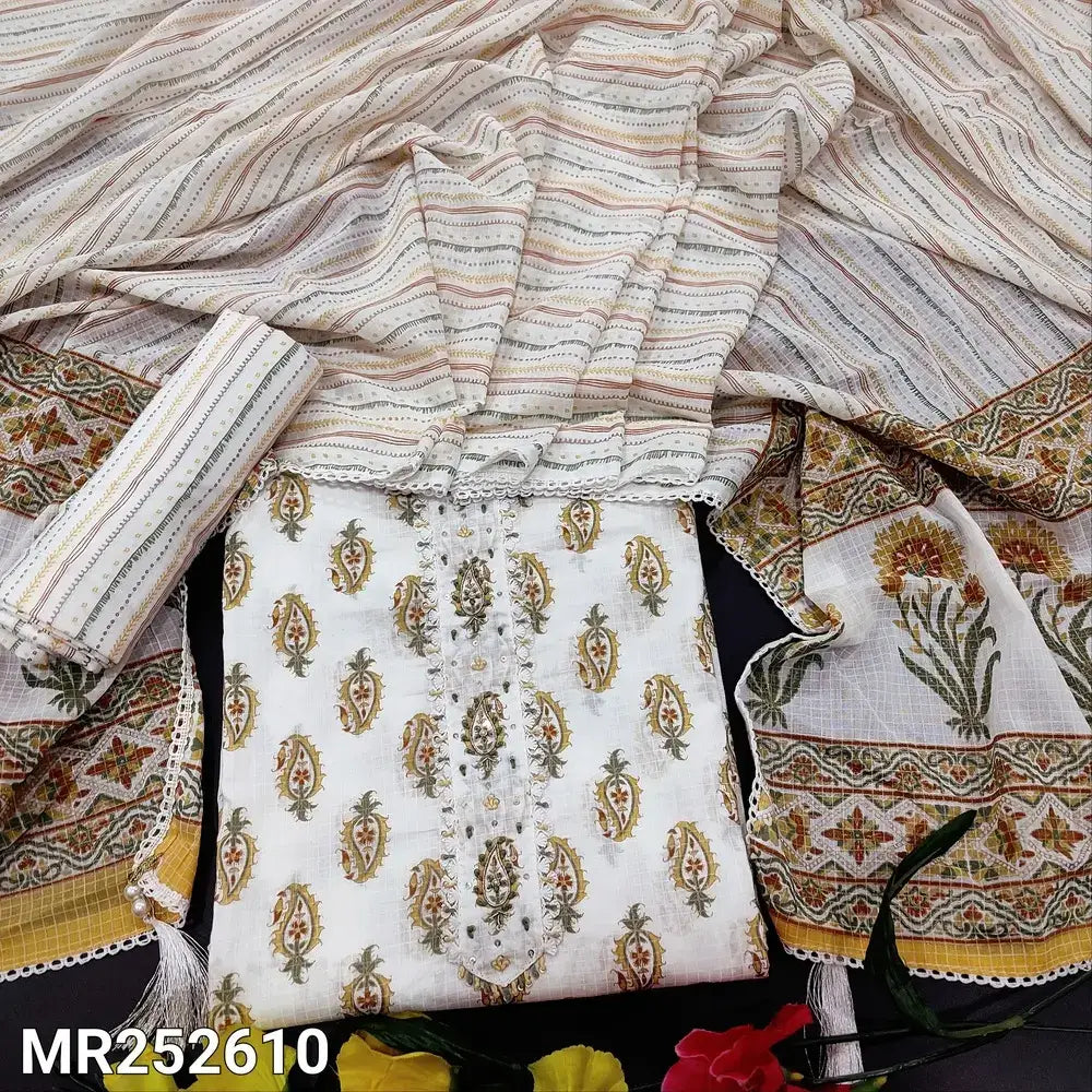 Half white block printed cotton salwar material mr252610-Neidhal