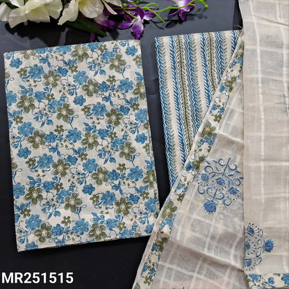 Half white blue floral printed soft cotton salwar material mr251515-Neidhal