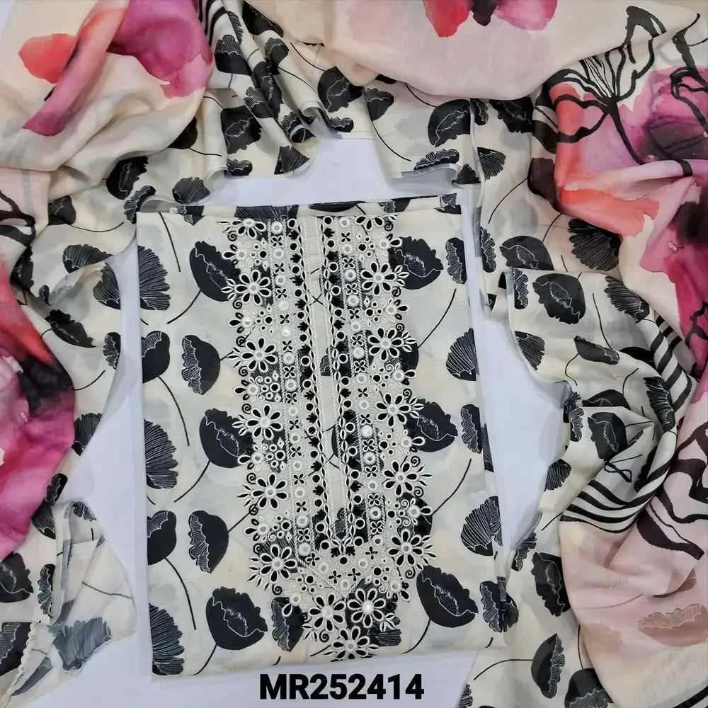 Half white brasso silk cotton salwar material my252414-Neidhal