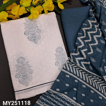 Half white chikankari embroidered cotton salwar material my251118-Neidhal