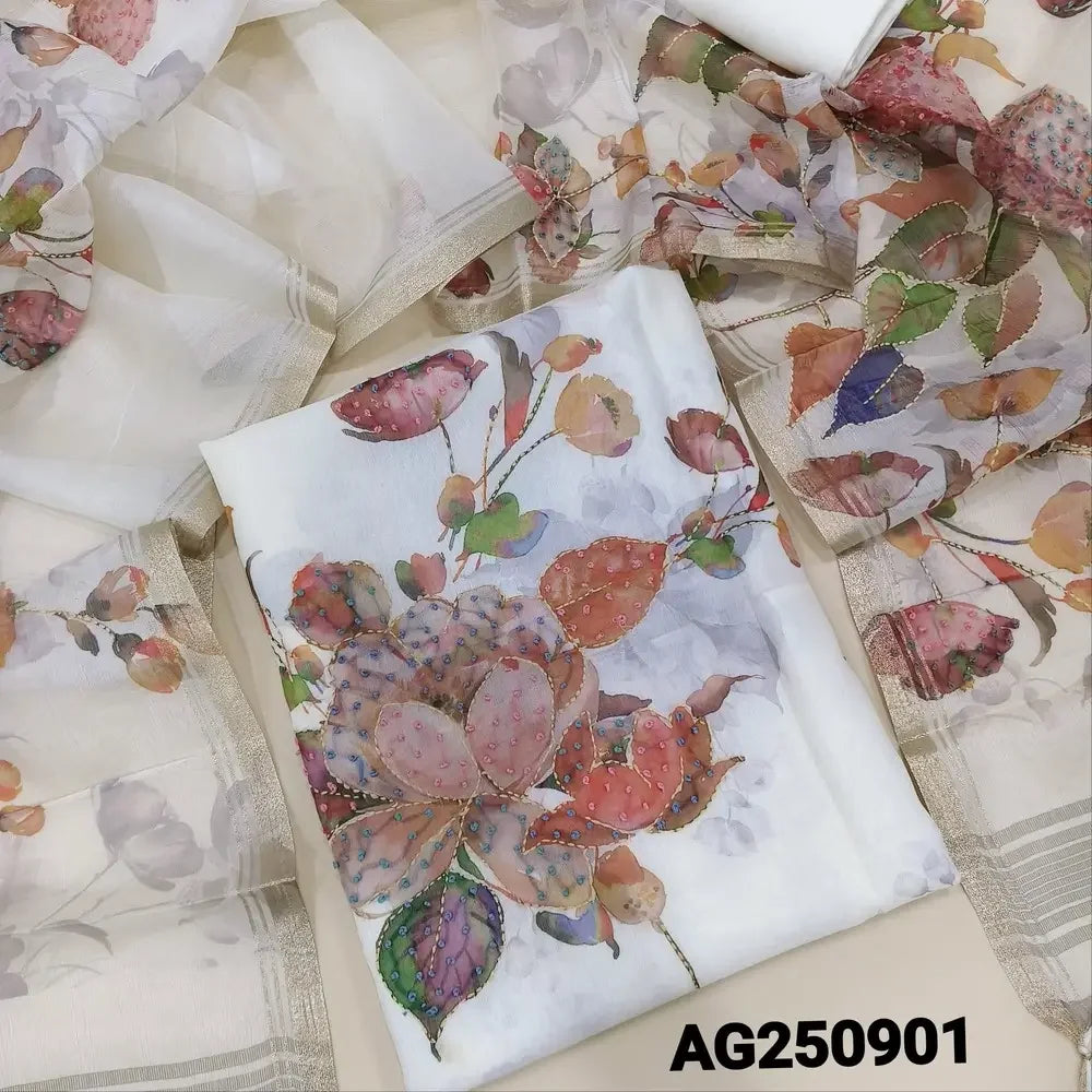 Half white designer digital printed organza salwar material ag250901-Neidhal