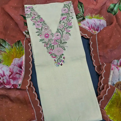 Half white designer dola silk salwar material my252702-Neidhal