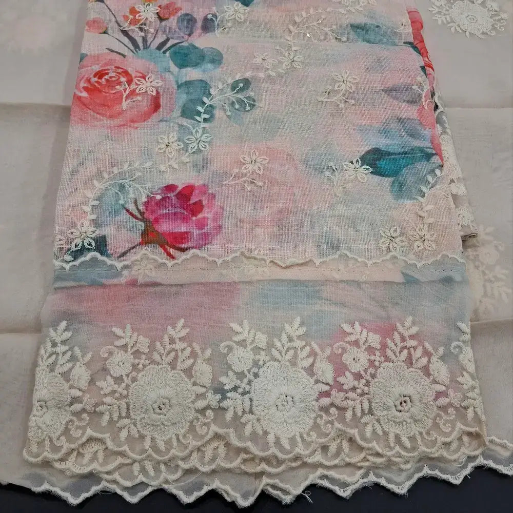 Half white designer printed pure linen salwar material jn250910-Neidhal