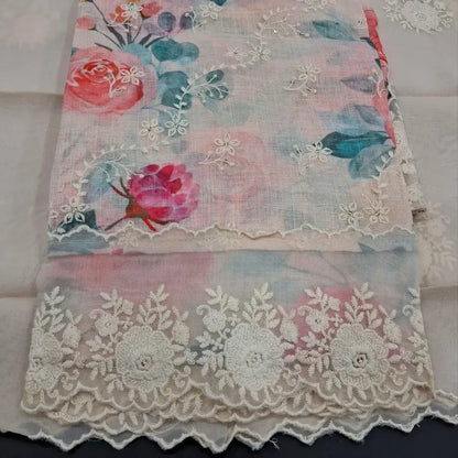 Half white designer printed pure linen salwar material jn250910-Neidhal