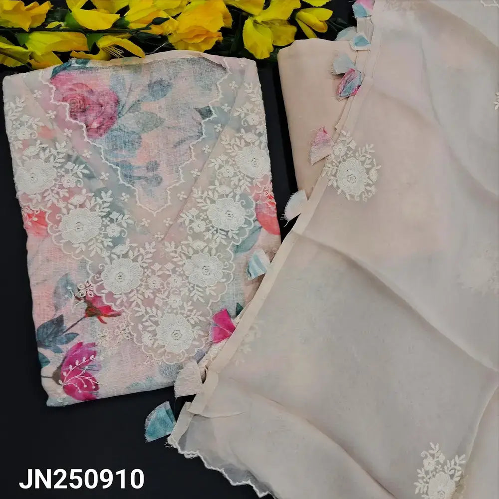 Half white designer printed pure linen salwar material jn250910-Neidhal
