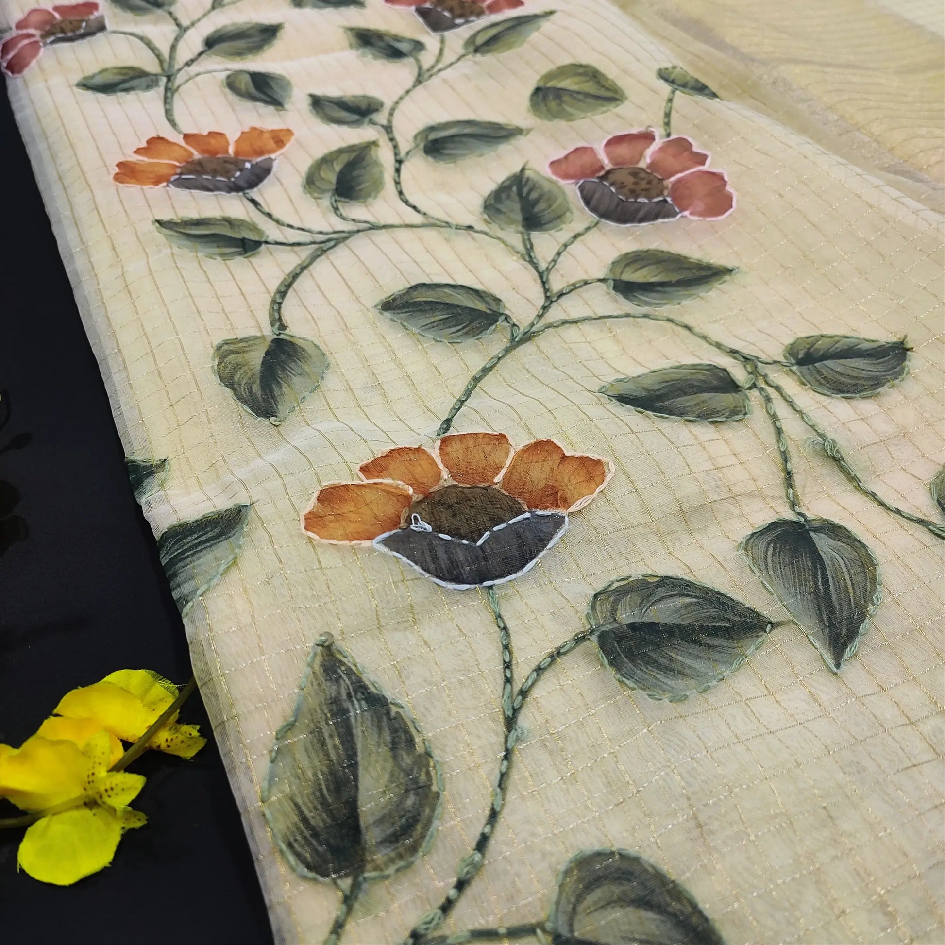 Half white digital printed fancy organza saree ns74-Neidhal