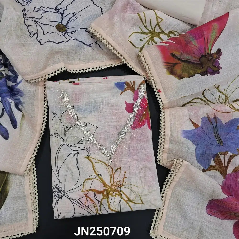 Half white digital printed linen salwar material jn250709-Neidal