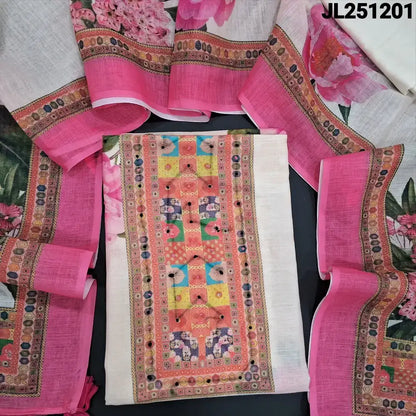 Half white digital printed semi linen salwar material jl251201-Neidhal