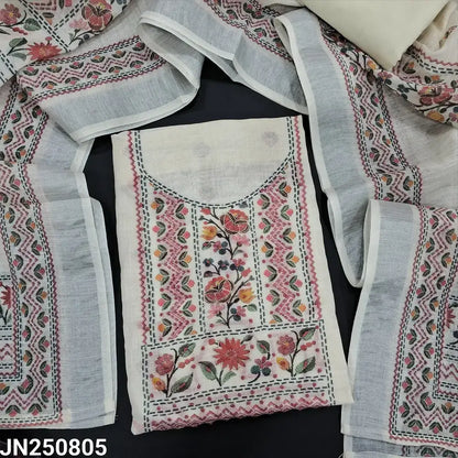 Half white digital printed semi linen salwar material jn250805-Neidhal