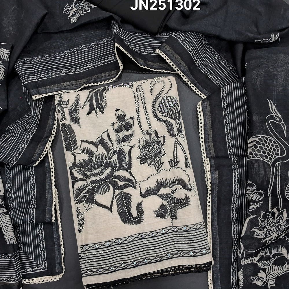 Half white digital printed semi linen salwar material jn251302-Neidhal