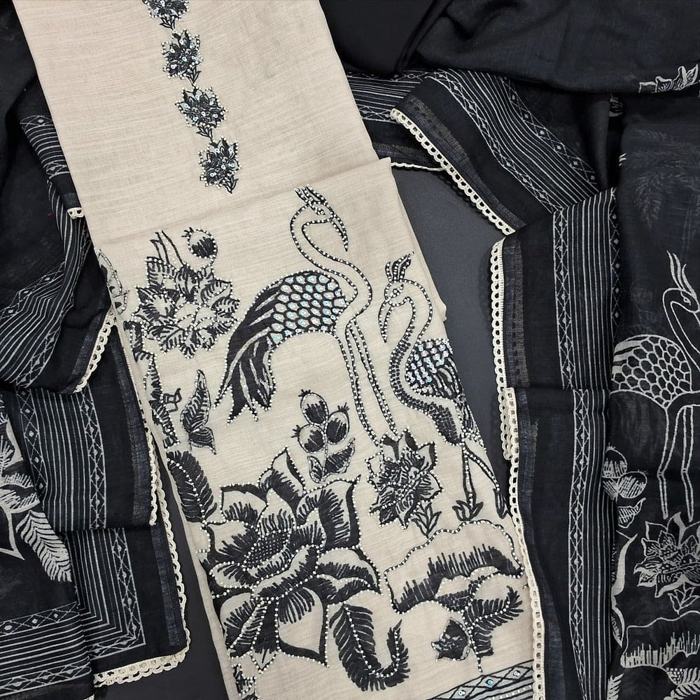 Half white digital printed semi linen salwar material jn251302-Neidhal