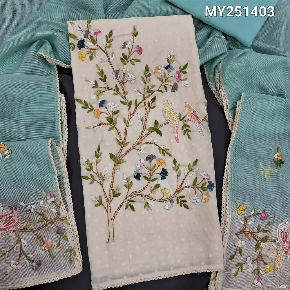 Half white dobby cotton salwar material my251403-Neidhal