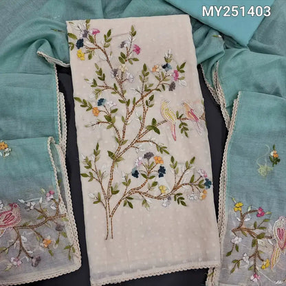 Half white dobby cotton salwar material my251403-Neidhal