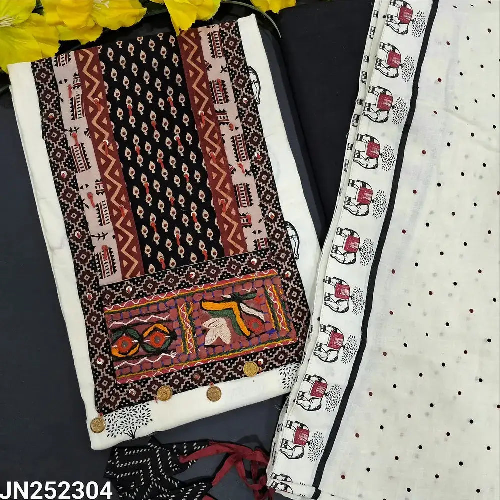 Half white elephant printed soft cotton salwar material jn252304-Neidhal