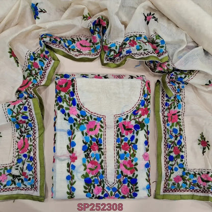 Half white embroidered salwar material SP252308-Neidhal