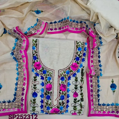 Half white embroidered salwar material SP252312-Neidhal