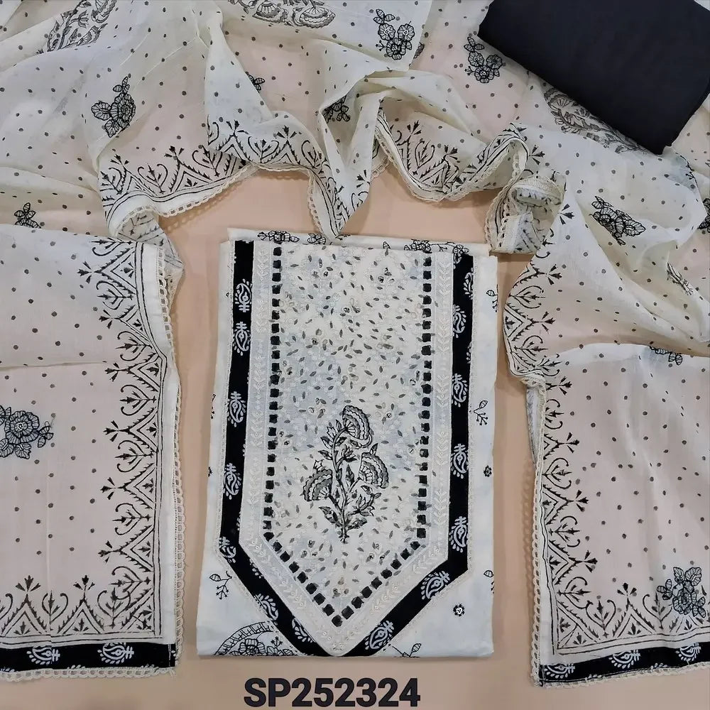 Half white embroidered soft cotton salwar material SP252323-Neidhal