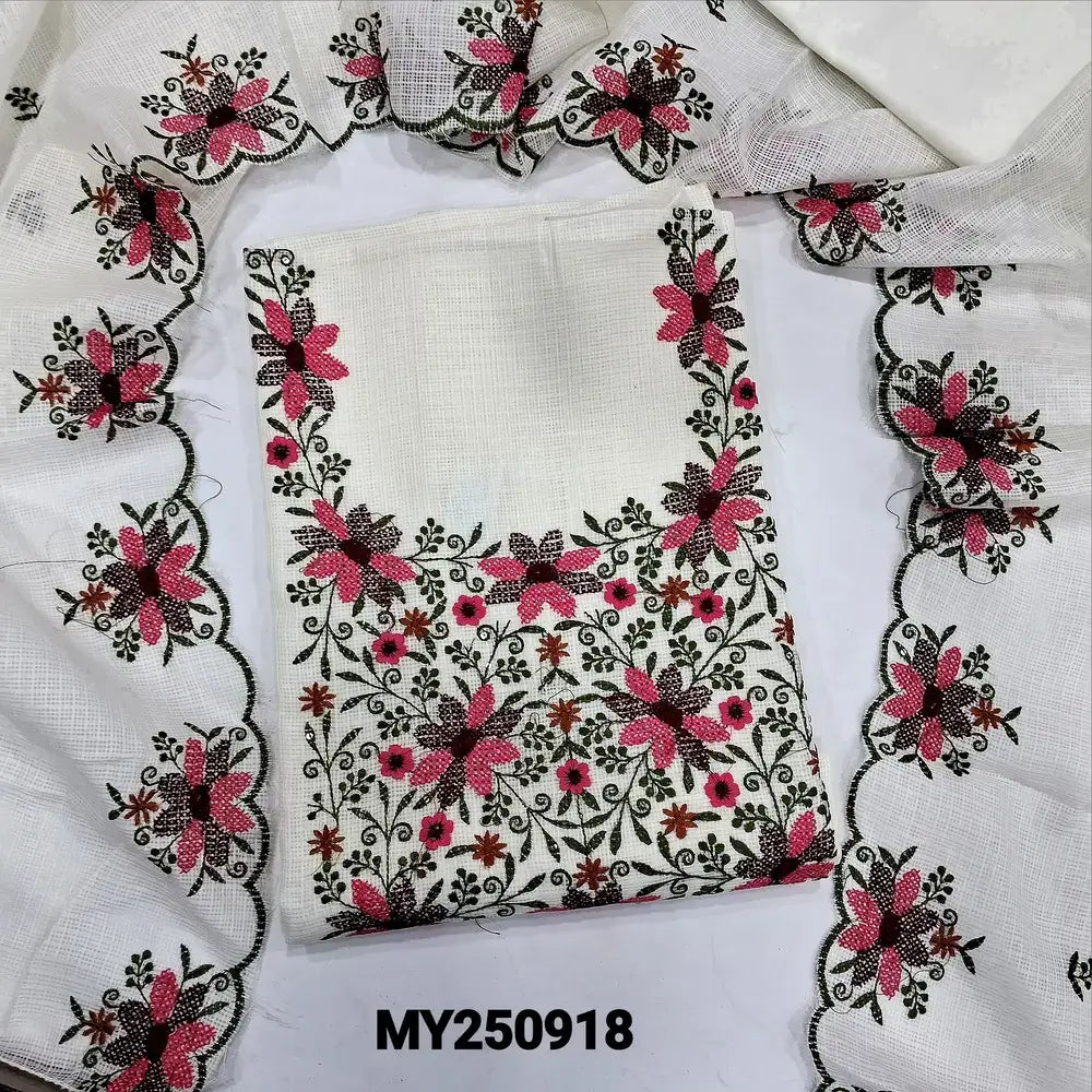 Half white fancy kota silk cotton salwar material my250918-Neidhal