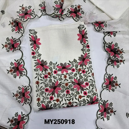 Half white fancy kota silk cotton salwar material my250918-Neidhal