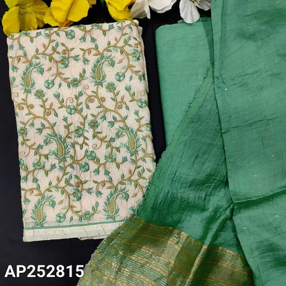 Half white fancy silk cotton salwar material ap252815-Neidhal