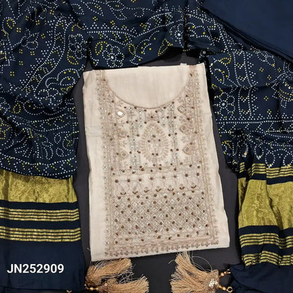 Half white fancy silk cotton salwar material jn252909-Neidhal