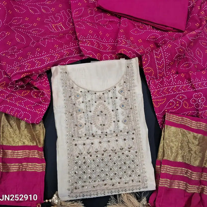 Half white fancy silk cotton salwar material jn252910-Neidhal