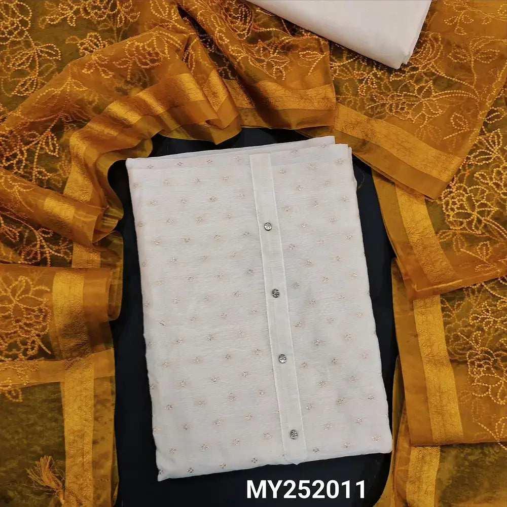 Half white fancy silk cotton salwar material my252011-Neidhal