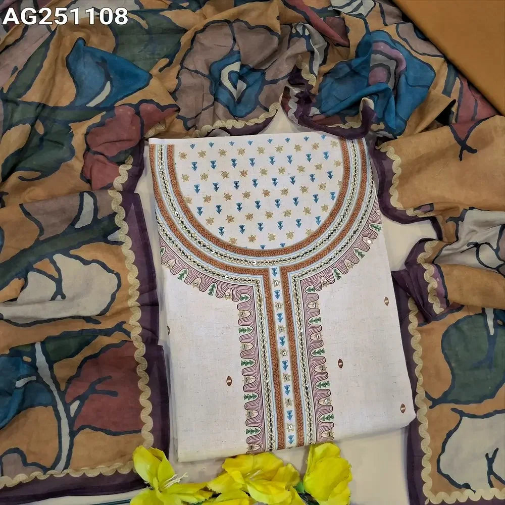 Half white flex cotton salwar material ag251108-Neidhal