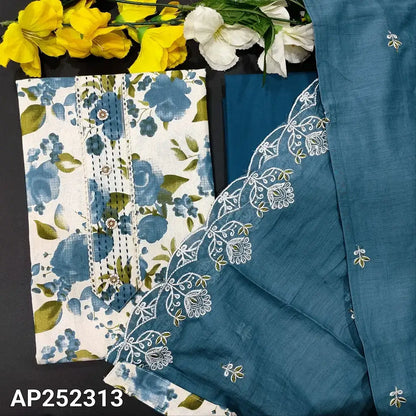 Half white floral printed cotton salwar material ap252313-Neidhal