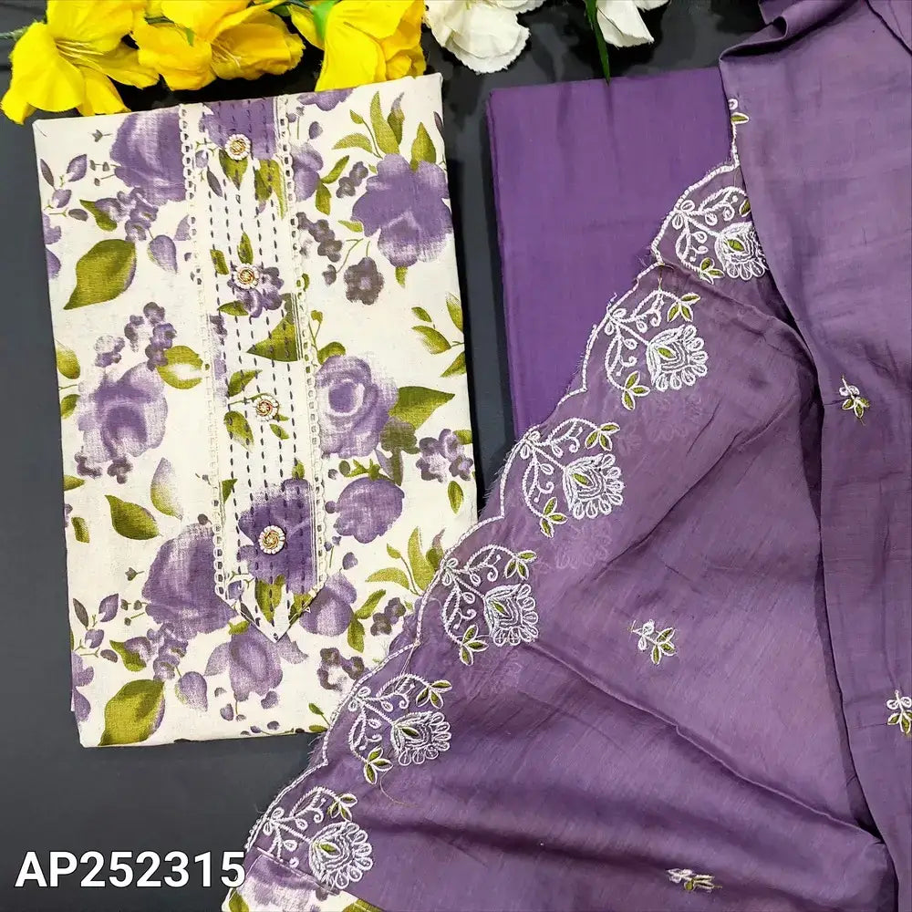 Half white floral printed cotton salwar material ap252316-Neidhal