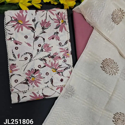 Half white floral printed cotton salwar material jl251806-Neidhal