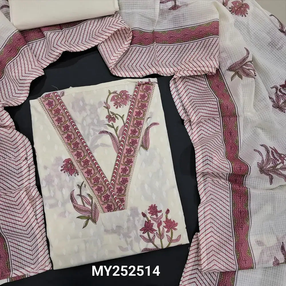 Half white floral printed mul cotton salwar material my252514-Neidhal