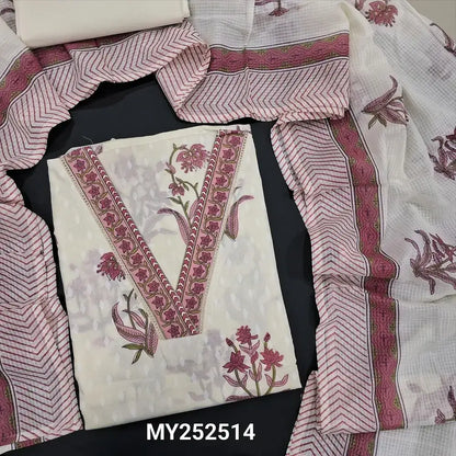 Half white floral printed mul cotton salwar material my252514-Neidhal