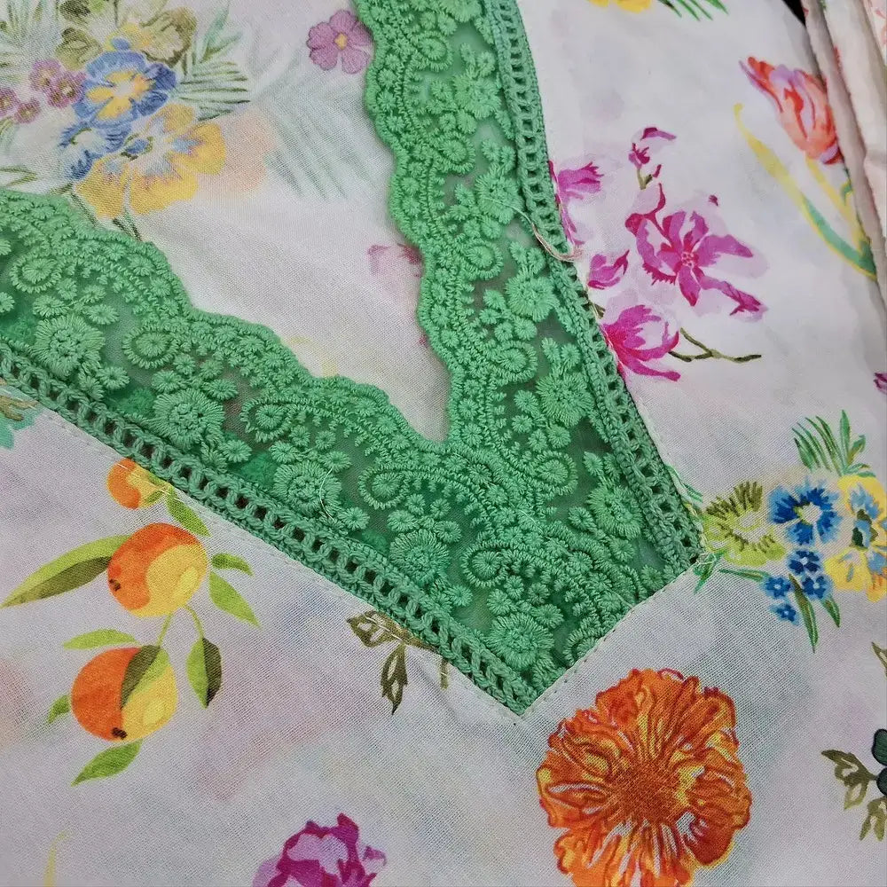 Half white floral printed premium mul cotton salwar material jn250101-Neidhal