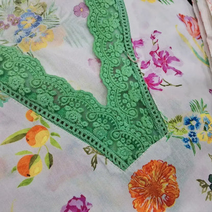 Half white floral printed premium mul cotton salwar material jn250101-Neidhal