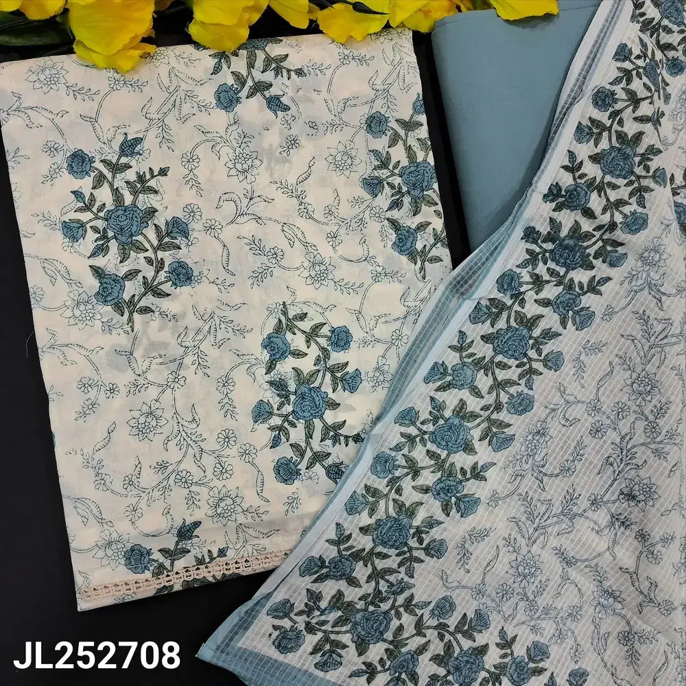 Half white floral printed pure cotton salwar material jl252708-Neidhal