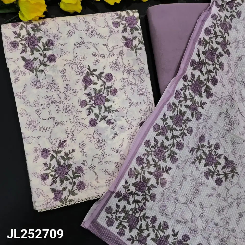 Half white floral printed pure cotton salwar material jl252709-Neidhal