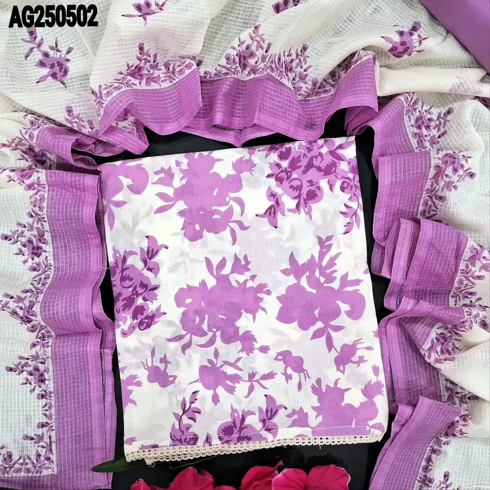 Half white floral printed pure soft cotton salwar material ag250502-Neidhal