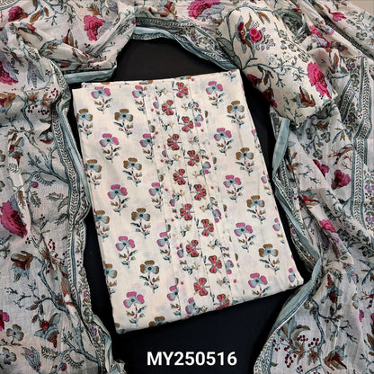 Half white floral printed soft cotton salwar material my250516-Neidhal