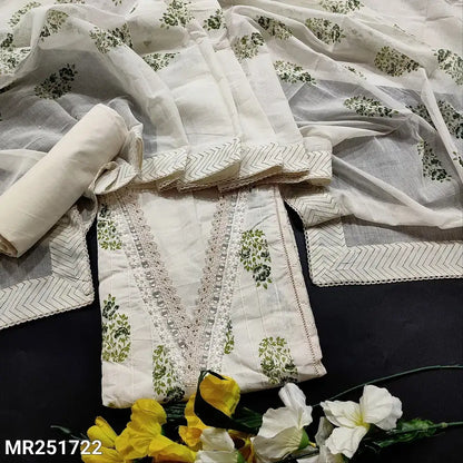 Half white green block printed cotton salwar material mr251722-Neidhal