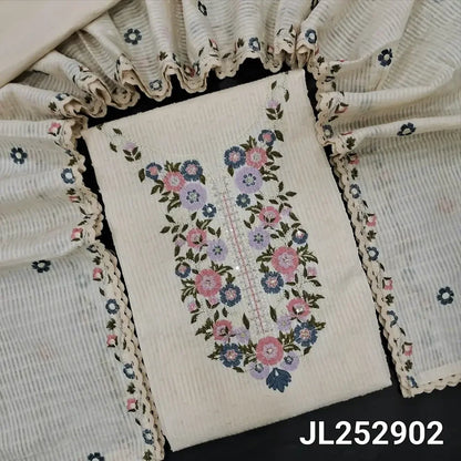 Half white jakard cotton salwar material jl252902 Neidhal