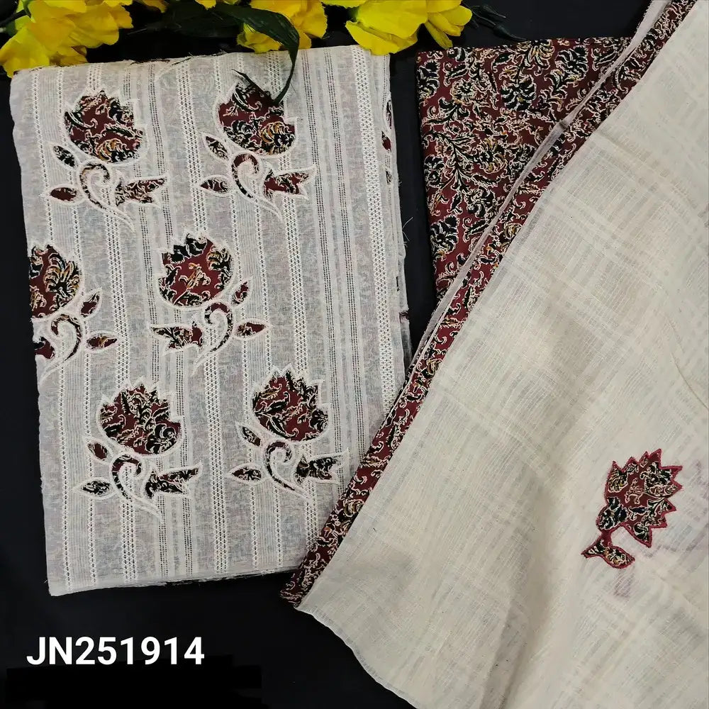 Half white jakard cotton salwar material jn251914-Neidhal