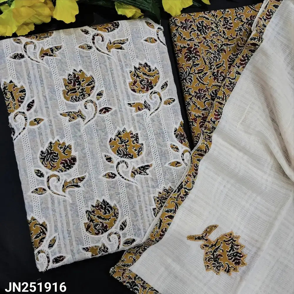 Half white jakard cotton salwar material jn251916-Neidhal