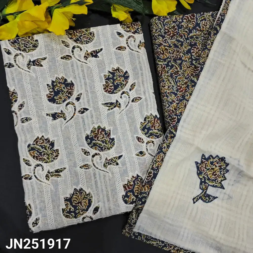 Half white jakard cotton salwar material jn251917-Neidhal