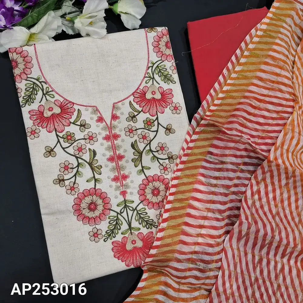 Half white jute flex cotton salwar material ap253016-Neidhal