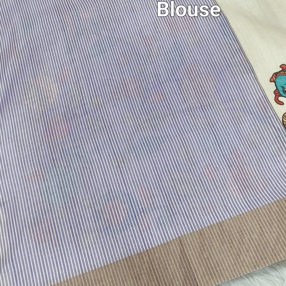 Half white kalamkari fancy soft silk saree ns107-Neidhal